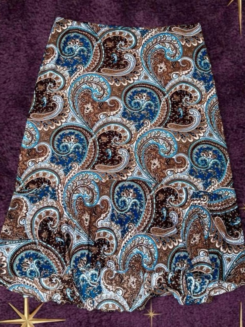 Y2K Paisley Print High Low Skirt